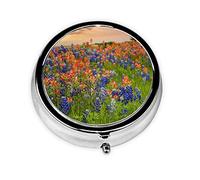 Pilulier 3 compartiments Texas Bluebonnets pour poche ou portefeuille, organiseur décoratif en métal pour vitamines, cadeaux uniques