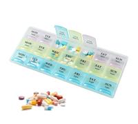 Pilulier 3 fois par jour par semaine, boîte à médicaments 21 compartiments avec sections matin midi soir, étui à pilules transparent