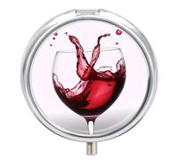 Pilulier 3D en forme de cœur de vin pour poche - 3 compartiments - Décoratif - Portable - Pilulier de voyage - Organiseur de vitamines - Mini pilulier