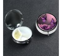 Pilulier 3D en forme de fleurs 3D - 3 compartiments - Pilulier portable en métal - Joli pilulier de voyage - Organisateur de vitamines pour sac à main, poche, cadeau de voyage