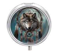 Pilulier 3D en forme de loup avec 3 compartiments - Portable - Rond - Pour poche, sac à main, médicaments quotidiens - Pour contenir des vitamines, de l'huile de poisson - Cadeau de voyage