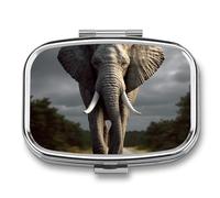 Pilulier 3D en forme d'éléphant à 2 compartiments - Pilulier portable - Pilulier carré pour poche, sac à main, récipient à médicaments quotidien pour contenir des vitamines, de l'huile de poisson -