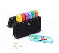 Pilulier 7 Jours 4 Fois par Jour Matin Midi Soir Nuit 28 Compartiments Pilulier Semainier avec PU Sac Pilulier Hebdomadaire Multicolore Mini Boîte à Pilules Portable Voyage Organisateur de Médicaments