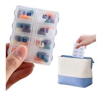 Pilulier 7 jours | 8 compartiments compact pour voyage, université, dortoir, randonnée, voyages d'affaires, maison de soins infirmiers