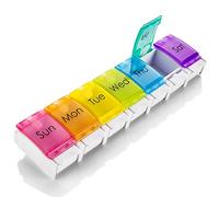 Pilulier 7 jours - avec bouton-poussoir pour ouvrir une boîte à pilules de voyage quotidienne et grands compartiments pour les vitamines et les médicaments Huile de poisson et suppléments, sans BPA