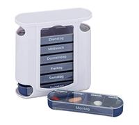 Pilulier 7 jours, lot de 10, 4 compartiments, boîte médicaments, semainier comprimés, matin midi soir nuit, blanc-bleu