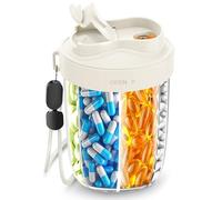 Pilulier 7 jours matin, midi, soir, rond, avec 7 grands compartiments et design anti-confusion, large ouverture, sans BPA et portable, pour médicaments, vitamines, huile de poisson, etc. (blanc)