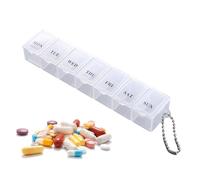 Pilulier 7 jours - Transparent - Anti-poussière - Mini boîte à médicaments - Boîte hebdomadaire portable - Sans BPA - Trieur de médicaments - Sac à main de voyage - Complément alimentaire