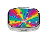 Pilulier à 2 compartiments avec confettis arc-en-ciel et étoiles, organiseur portable