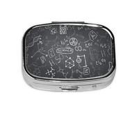 Pilulier à 2 compartiments avec dessin scientifique manuscrit imprimé, organiseur portable