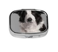 Pilulier à 2 compartiments avec imprimé chien Border Collie, organiseur portable