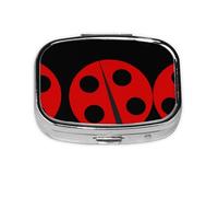 Pilulier à 2 compartiments avec imprimé coccinelle, portable pour poche ou sac à main, pilulier décoratif en métal