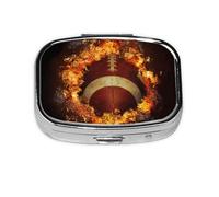 Pilulier à 2 compartiments avec imprimé football américain flamboyant, organiseur portable