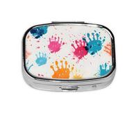 Pilulier à 2 compartiments avec miroir - Motif graffiti coloré - Petit pilulier pour sac à main ou poche - Organiseur de vitamines