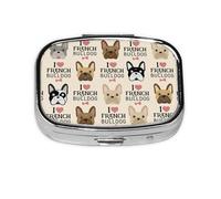 Pilulier à 2 compartiments avec motif bouledogue français, style vintage, organiseur portable