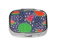 Pilulier à 2 compartiments avec motif pastèque et fruits d'été, organiseur portable
