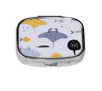 Pilulier à 2 compartiments avec motif poisson et raie pastenague, organiseur portable