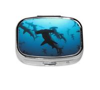 Pilulier à 2 compartiments avec motif requins marteaux, organiseur portable