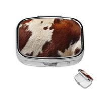 Pilulier à 2 compartiments en cuir de vache rouge et blanc pour sac à main, pilulier décoratif en métal étanche pour voyage ou quotidien