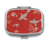 Pilulier à 2 compartiments en forme d'animaux de la mer rouge, organiseur portable pour poche ou sac à main, organiseur décoratif en métal pour médicaments et vitamines