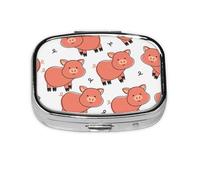 Pilulier à 2 compartiments en forme de cochon de dessin animé, organiseur portable
