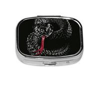 Pilulier à 2 compartiments en forme de serpent cobra noir tendance, organiseur portable