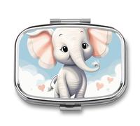 Pilulier à 2 compartiments en forme d'éléphant mignon - Portable - Organiseur de médicaments et de vitamines - Pour homme et femme