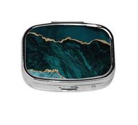 Pilulier à 2 compartiments en marbre émeraude bleu sarcelle et motifs floraux, organiseur portable
