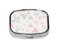Pilulier à 2 compartiments en marbre géométrique rose, gris, argent, triangle, organiseur portable