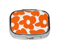 Pilulier à 2 compartiments en métal avec fleurs rétro orange et blanc, organiseur portable
