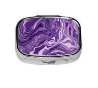 Pilulier à 2 compartiments en métal avec fond en marbre violet foncé, organiseur portable