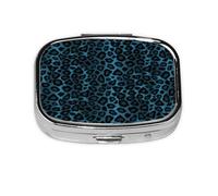 Pilulier à 2 compartiments en métal avec imprimé léopard bleu tendance, organiseur portable