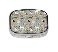 Pilulier à 2 compartiments en métal avec motif floral vintage pour chien Chihuahua, organiseur portable