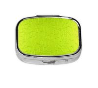 Pilulier à 2 compartiments en métal, motif abstrait moderne vert citron, organiseur portable