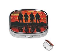 Pilulier à 2 compartiments en métal pour la journée des forces armées - Pilulier américain pour sac à main ou poche - Joli mini pilulier portable de voyage pour contenir des suppléments et des