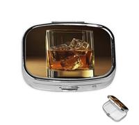 Pilulier à 2 compartiments en métal pour liqueur brune dans un sac à main ou une poche, joli mini pilulier portable de voyage pour contenir des suppléments, des vitamines, de l'huile de poisson