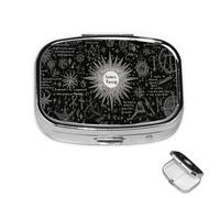 Pilulier à 2 compartiments en métal pour médicaments d'inspiration surnaturelle pour sac à main ou poche - Joli mini pilulier portable de voyage pour contenir des suppléments, des vitamines, de