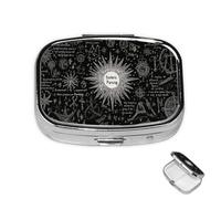 Pilulier à 2 compartiments en métal pour médicaments d'inspiration surnaturelle pour sac à main ou poche - Joli mini pilulier portable de voyage pour contenir des suppléments, des vitamines, de