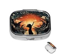 Pilulier à 2 compartiments en métal pour médicaments - Pilulier de voyage pour les personnes qui dansent dans l'eau - Pour sac à main ou poche - Joli mini pilulier portable pour contenir des