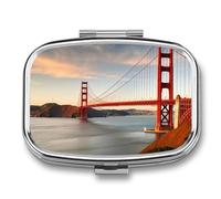 Pilulier à 2 compartiments Golden Gate Bridge - Pilulier portable imprimé - Pilulier de voyage pour poche, sac à main, boîte à vitamines, huile de poisson