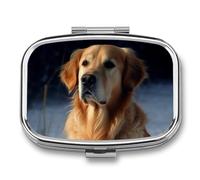 Pilulier à 2 compartiments Golden Retriever - Portable - Imprimé Golden Retriever - Pilulier de voyage pour poche, sac à main, boîte à vitamines, huile de poisson