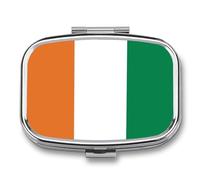 Pilulier À 2 Compartiments, Imprimé Drapeau De La République De Côte D'Ivoire, Étui À Pilules Portable De Voyage Pour Vitamines, Médicaments, Huile De Poisson, Compléments Alimentaires, Forme Carrée