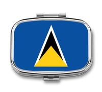 Pilulier À 2 Compartiments, Imprimé Drapeau De Sainte-Lucie, Format Poche, Petit Organisateur De Voyage Pour Vitamines, Médicaments, Huile De Poisson Et Compléments Alimentaires, Forme Carrée