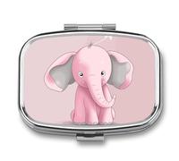 Pilulier à 2 compartiments - Imprimé éléphant - Portable - Pilulier de voyage pour poche - Médecine quotidienne - Boîte à vitamines - Boîte à huile de poisson