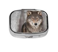 Pilulier à 2 compartiments, imprimé loup sauvage, organiseur portable
