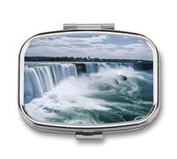 Pilulier à 2 compartiments - Imprimé Niagara Falls - Portable - Pilulier de voyage pour poche, sac à main, boîte à vitamines, huile de poisson