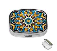 Pilulier à 2 compartiments - Mini pilulier à 2 compartiments - Motif marocain - Pour sac à main - Étanche - En métal - Décoratif - Pour voyage ou quotidien