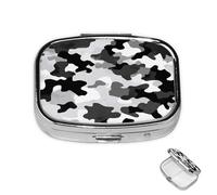 Pilulier à 2 compartiments - Mini pilulier à 2 compartiments - Noir / Gris / Blanc - Camouflage - Pour sac à main - Étanche - En métal - Décoratif - Pour voyage ou quotidien
