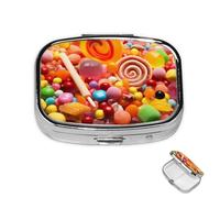 Pilulier à 2 compartiments - Mini pilulier à bonbons - Pour sac à main - Étanche - En métal - Décoratif - Pour voyage ou quotidien