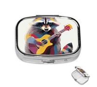 Pilulier à 2 compartiments - Mini pilulier amusant en forme de raton laveur - Pour sac à main - Étanche - En métal - Décoratif - Pour voyage ou quotidien